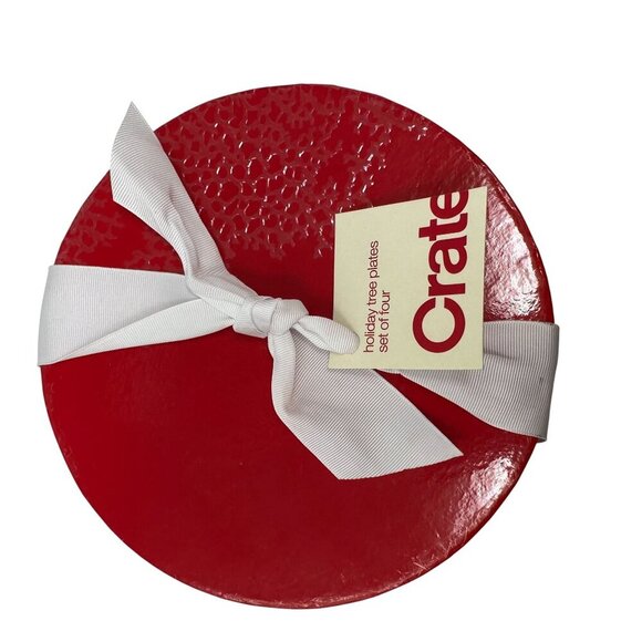 Crate & Barrel Snowflake Holiday Tree Plates Set of 4 Retro Starburst MCM - Picture 9 of 10